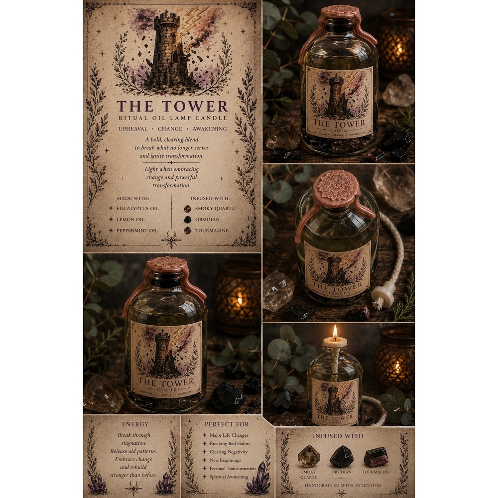 The Tower Tarot Ritual Oil Candle‎